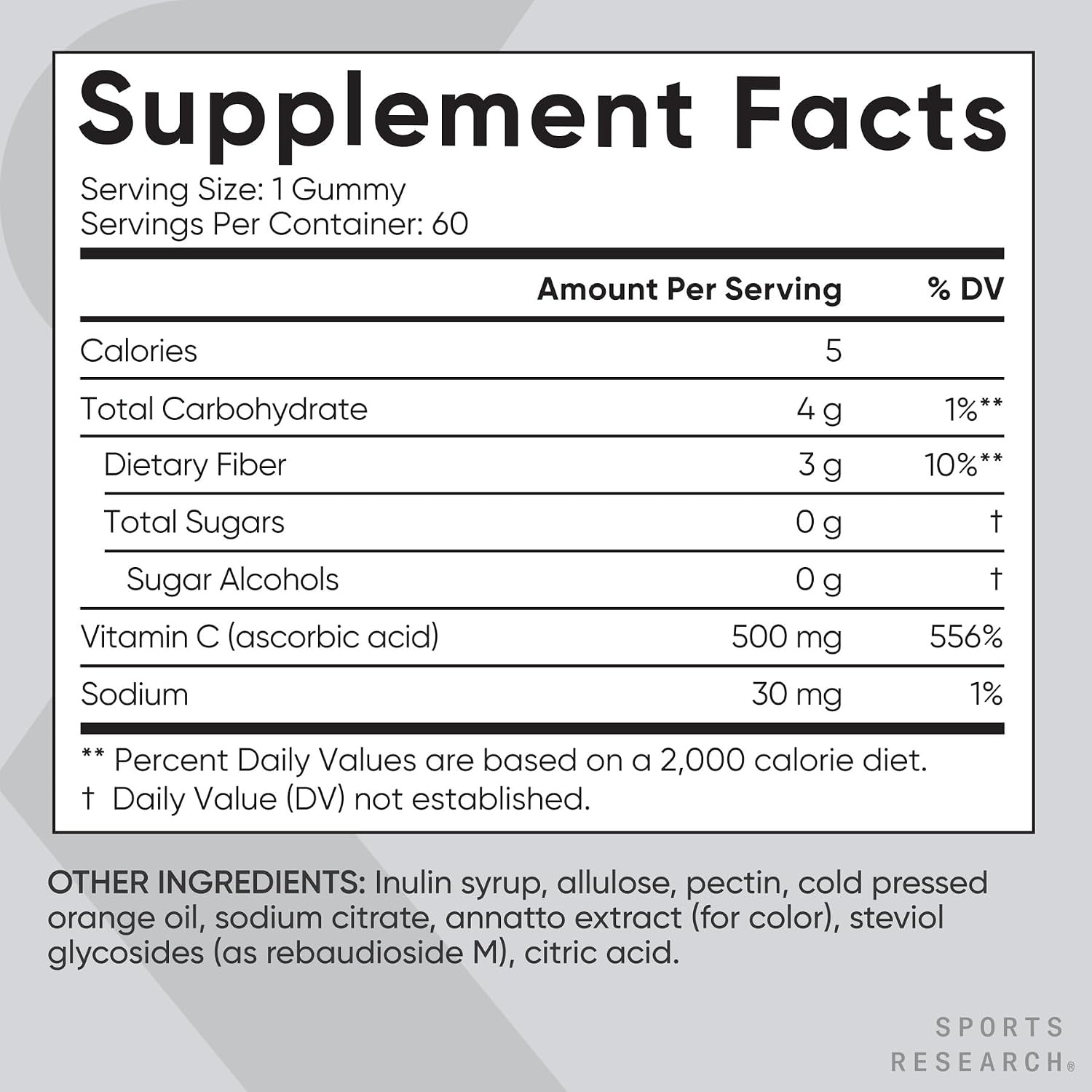 image:imageSports Research High Potency Vitamin C 1000mg 240 Count Veggie CapsulesGummy