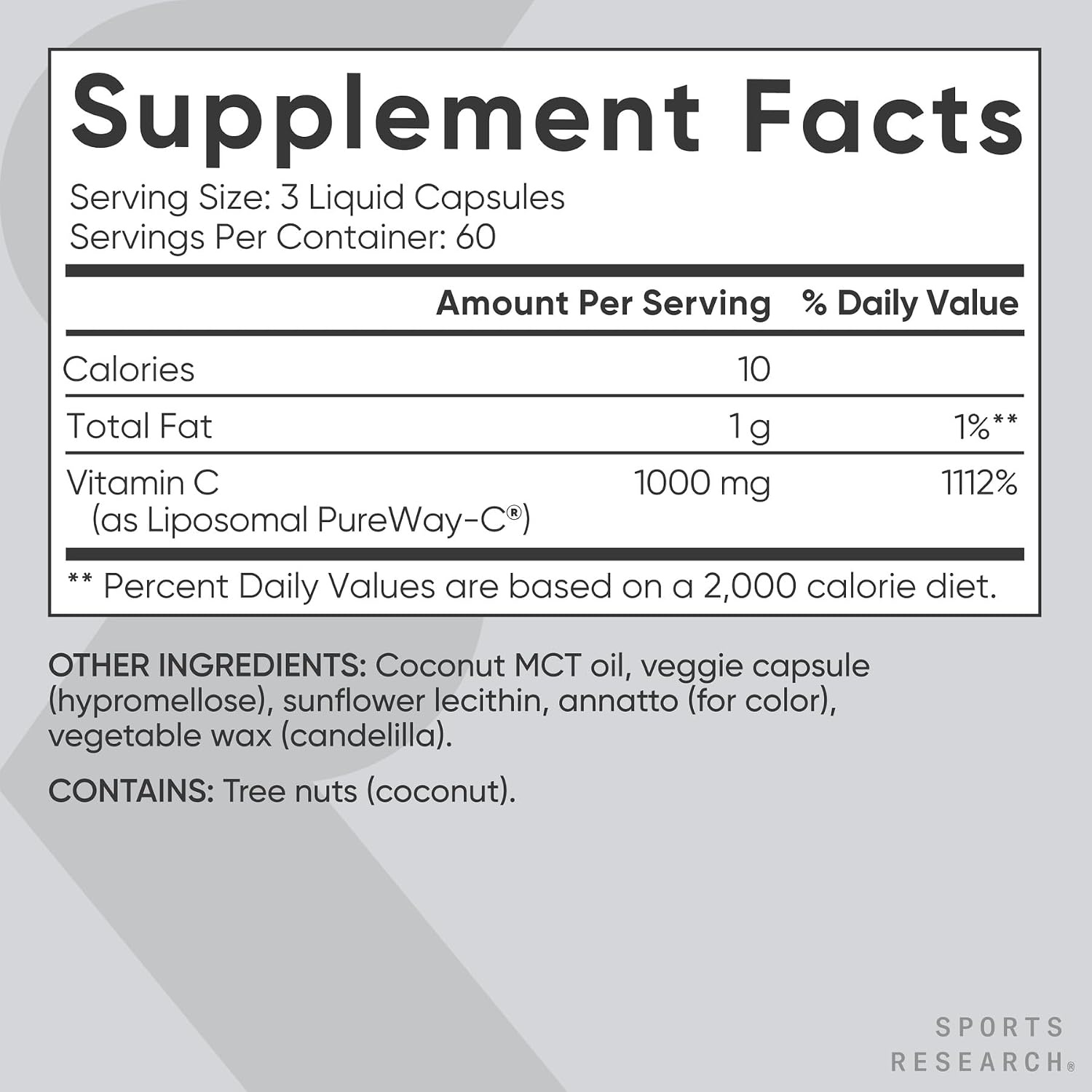 image:imageSports Research High Potency Vitamin C 1000mg 240 Count Veggie CapsulesLiposomal Capsules