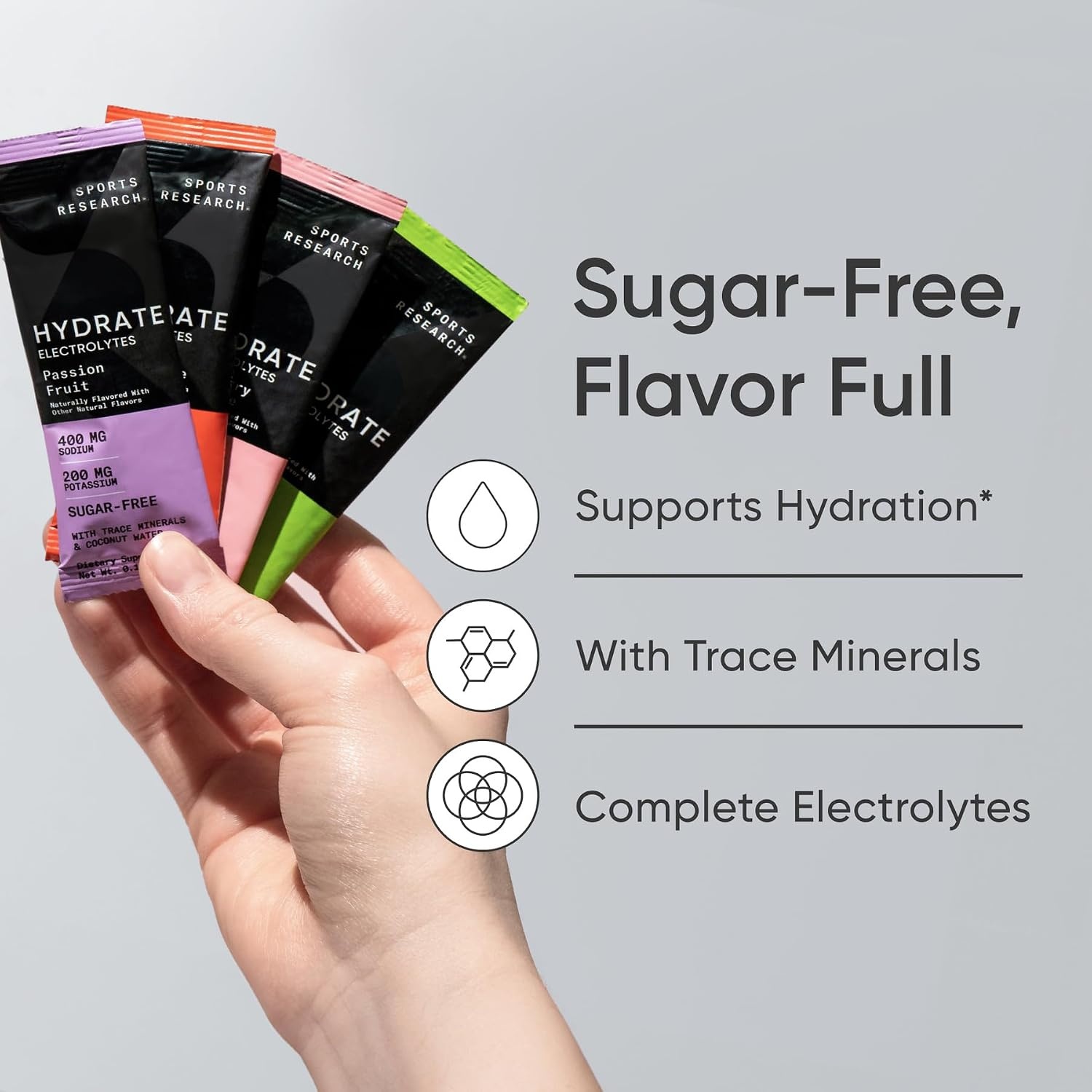 image:imageSports Research Hydrate Electrolytes Passion Fruit 16 PacketsVariety Pack