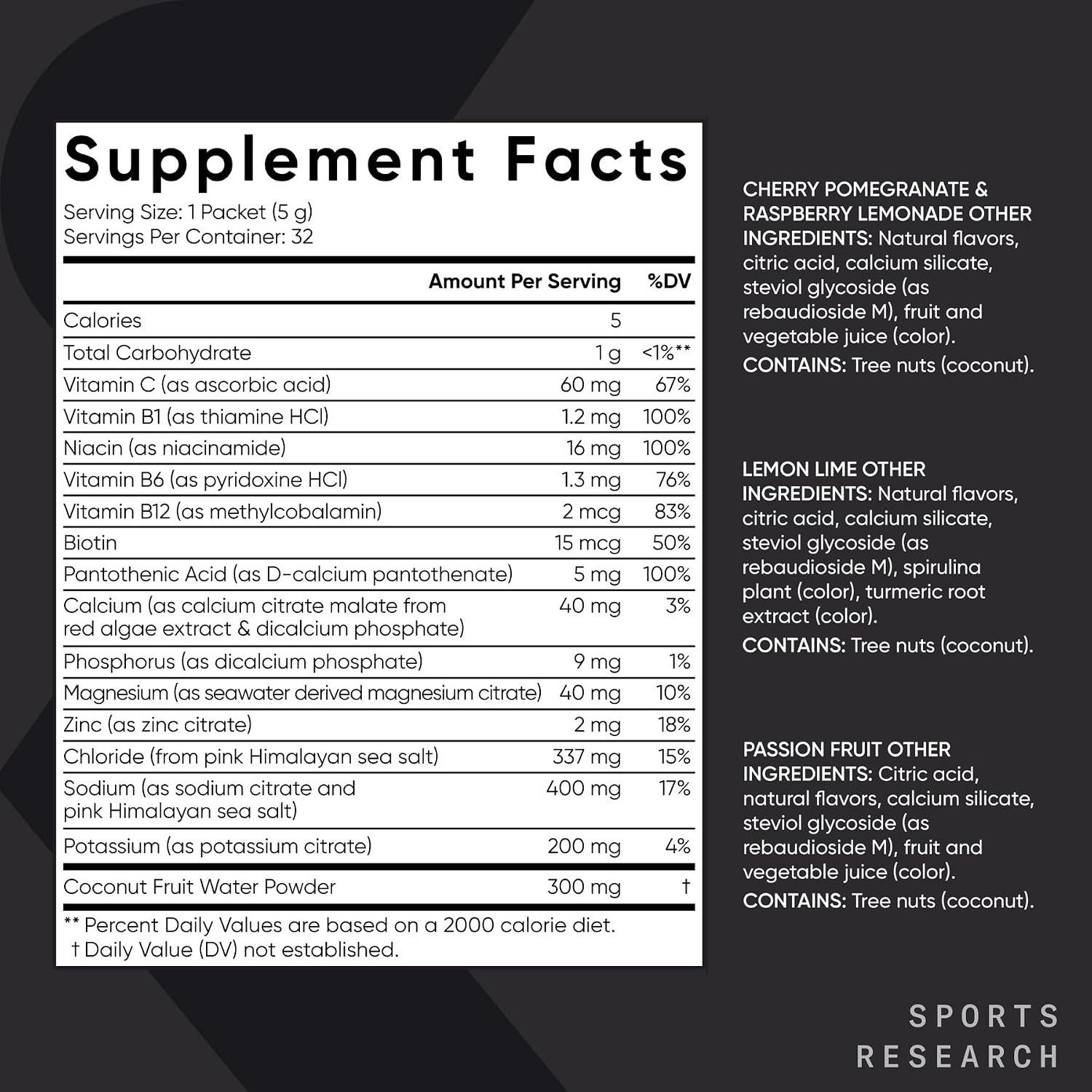 image:imageSports Research Hydrate Electrolytes Passion Fruit 16 PacketsVariety Pack