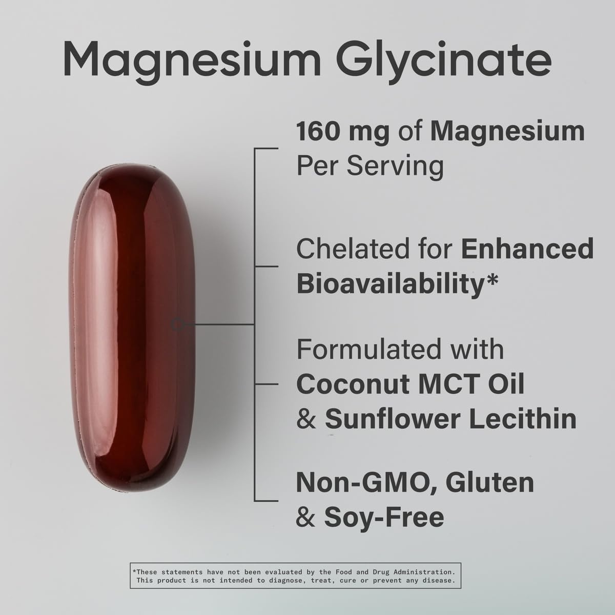 image:imageSports Research Magnesium Glycinate 160mg wCoconut MCT Oil 60 Softgels60 Count Pack of 1