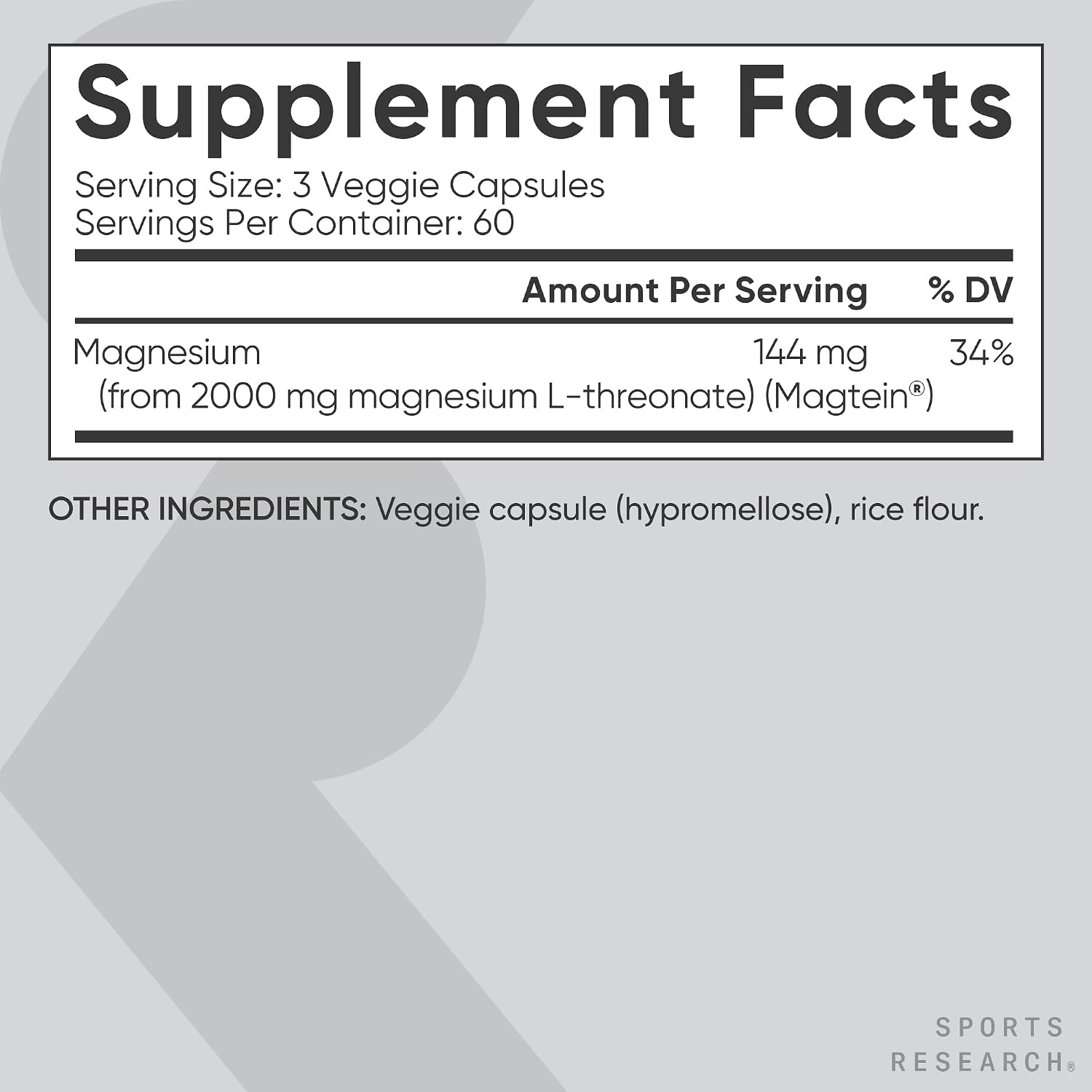 image:imageSports Research Magnesium LThreonate 2000mg wMagtein 90 Count180 Count Pack of 1