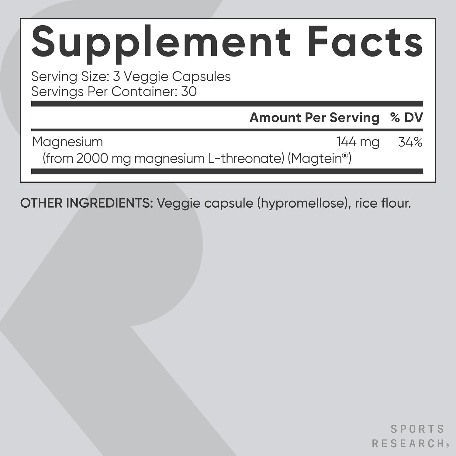 image:imageSports Research Magnesium LThreonate 2000mg wMagtein 90 Count90 Count Pack of 1