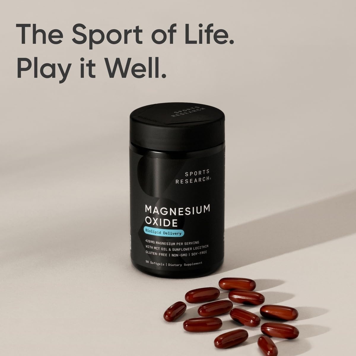 image:imageSports Research Magnesium Oxide 420mg wCoconut MCT Oil 90 Softgels