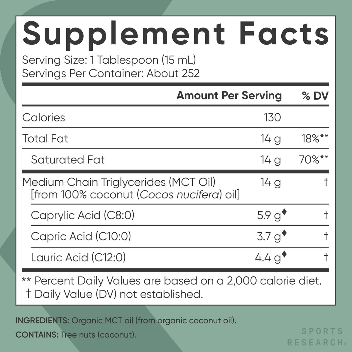 image:imageSports Research Organic Coconut MCT Oil C8C1032oz Unflavored128 Fl Oz Pack of 1