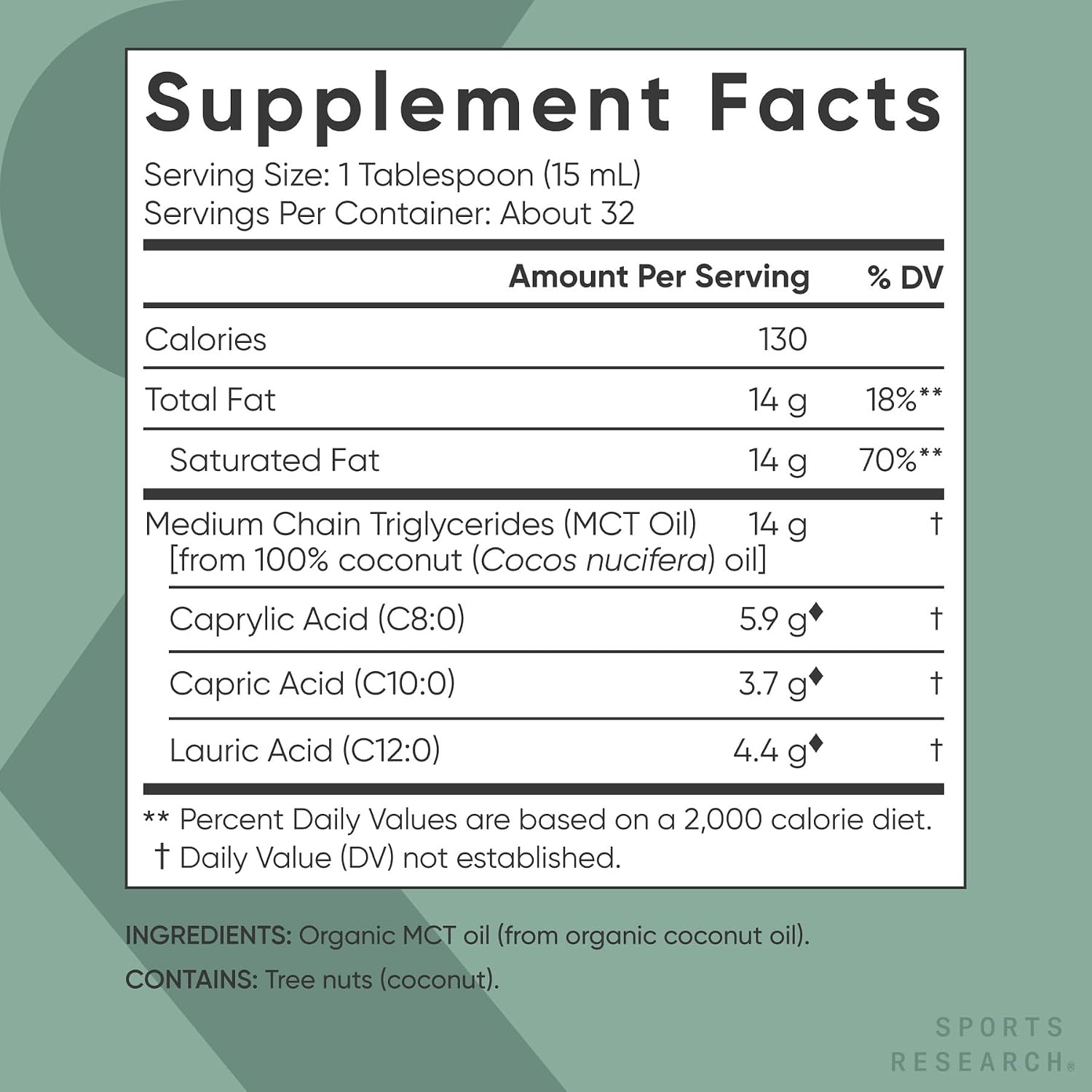 image:imageSports Research Organic Coconut MCT Oil C8C1032oz Unflavored16 Fl Oz Pack of 1