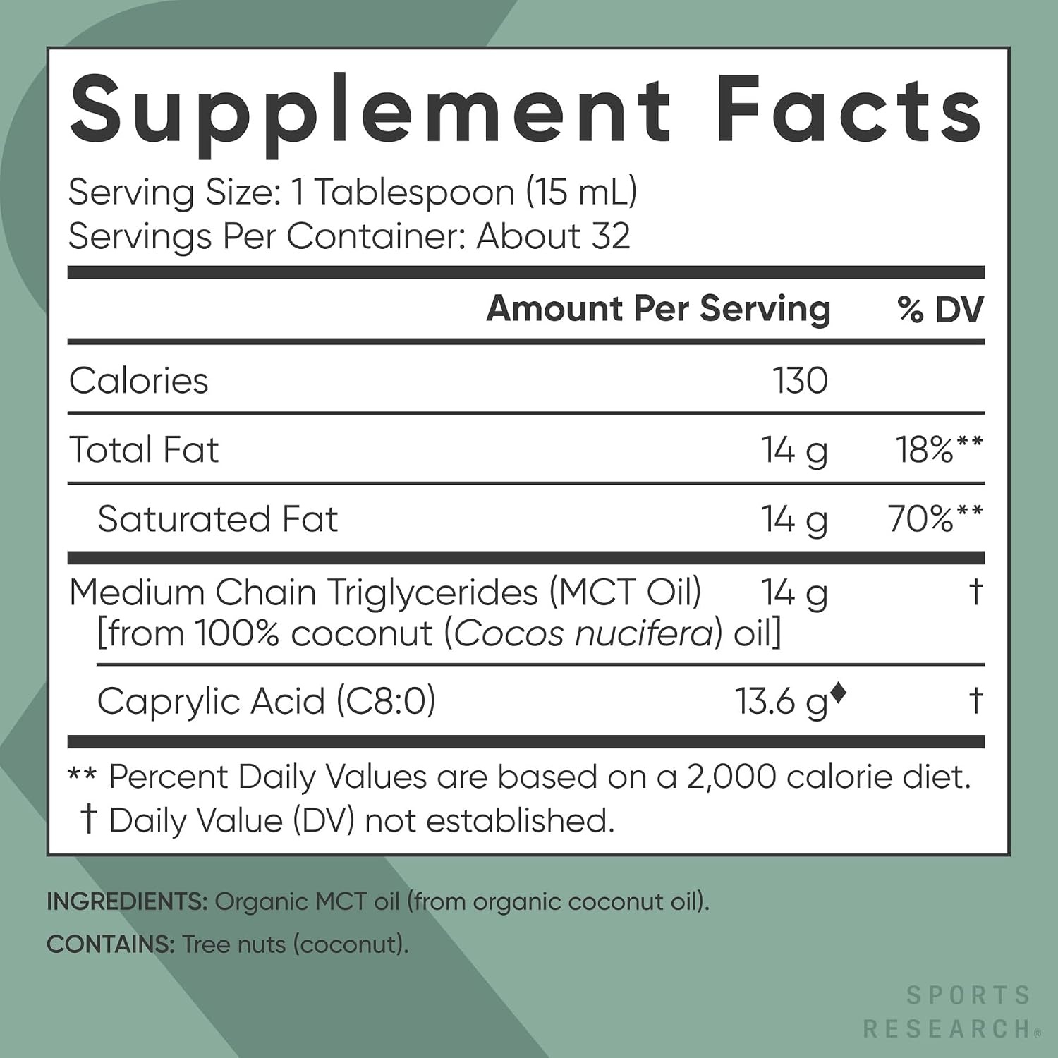 image:imageSports Research Organic Coconut MCT Oil C8C1032oz Unflavored1600 Fl Oz Pack of 1