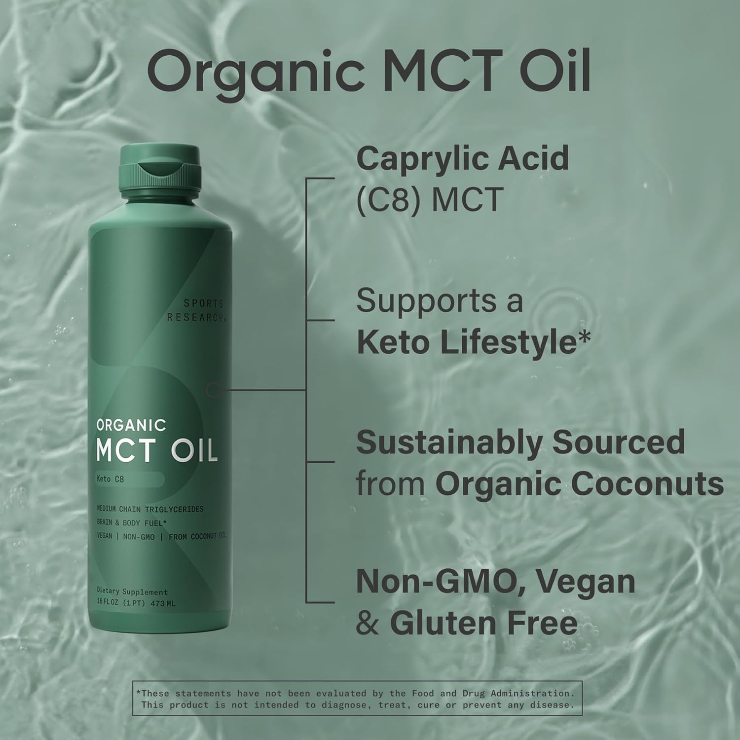 image:imageSports Research Organic Coconut MCT Oil C8C1032oz Unflavored1600 Fl Oz Pack of 1