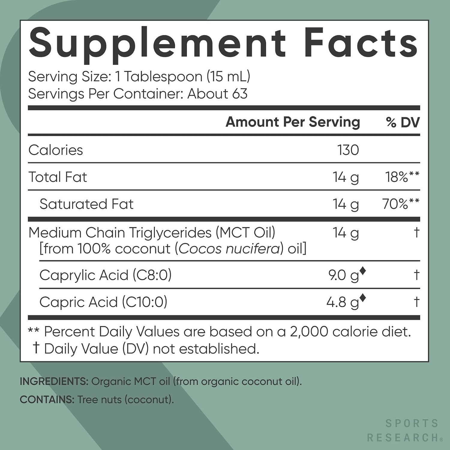 image:imageSports Research Organic Coconut MCT Oil C8C1032oz Unflavored32 Fl Oz Pack of 1