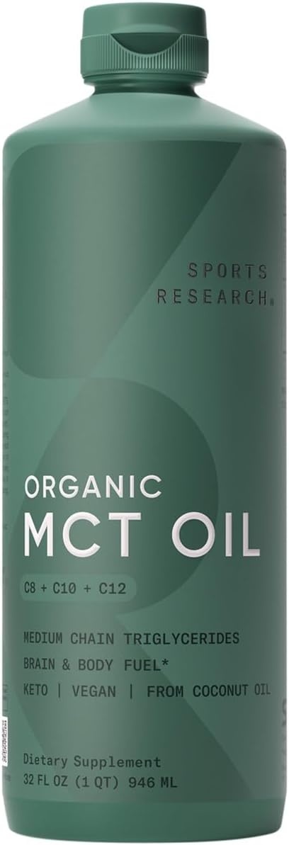 image:imageSports Research Organic Coconut MCT Oil C8C1032oz Unflavored32 Fl Oz Pack of 1