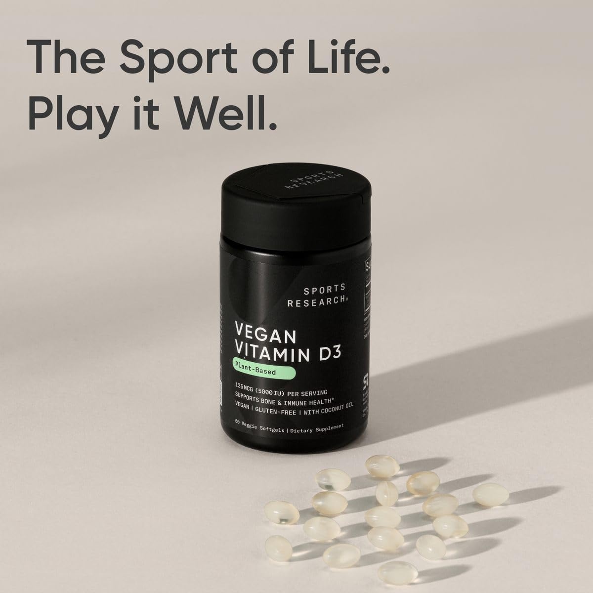 image:imageSports Research Vegan D3 5000iu125mcg with Coconut Oil 60 Plantgels