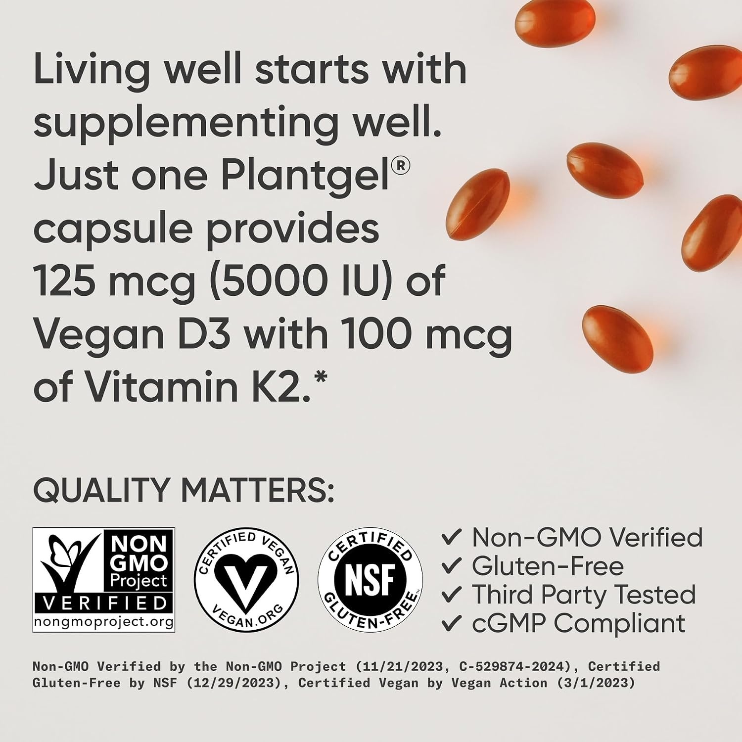 image:imageSports Research Vegan Vitamin D3 K2 wCoconut Oil 30 Count Plantgels30 Count Pack of 1