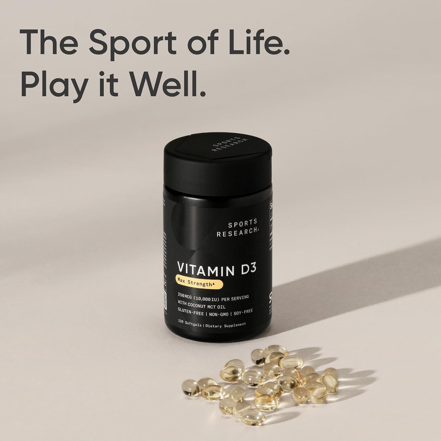 image:imageSports Research Vitamin D3 10000iu250mcg with Coconut Oil 120 Softgels120 Count Pack of 1