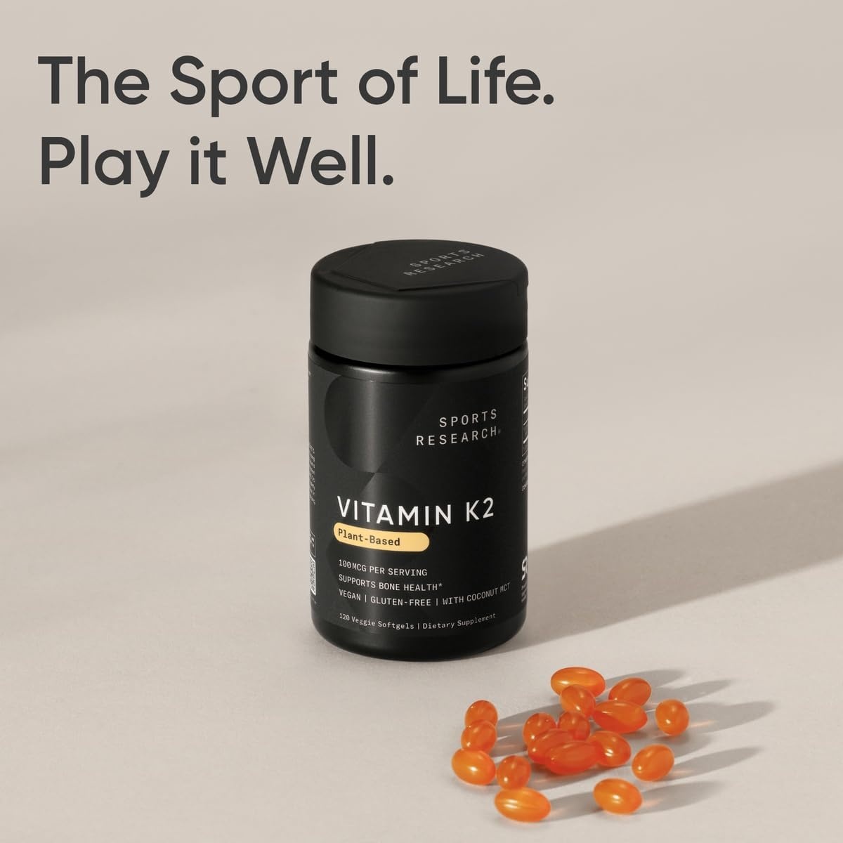 image:imageSports Research Vitamin K2 as MK7 100mcg 60 Count Plantgels120 Count Pack of 1