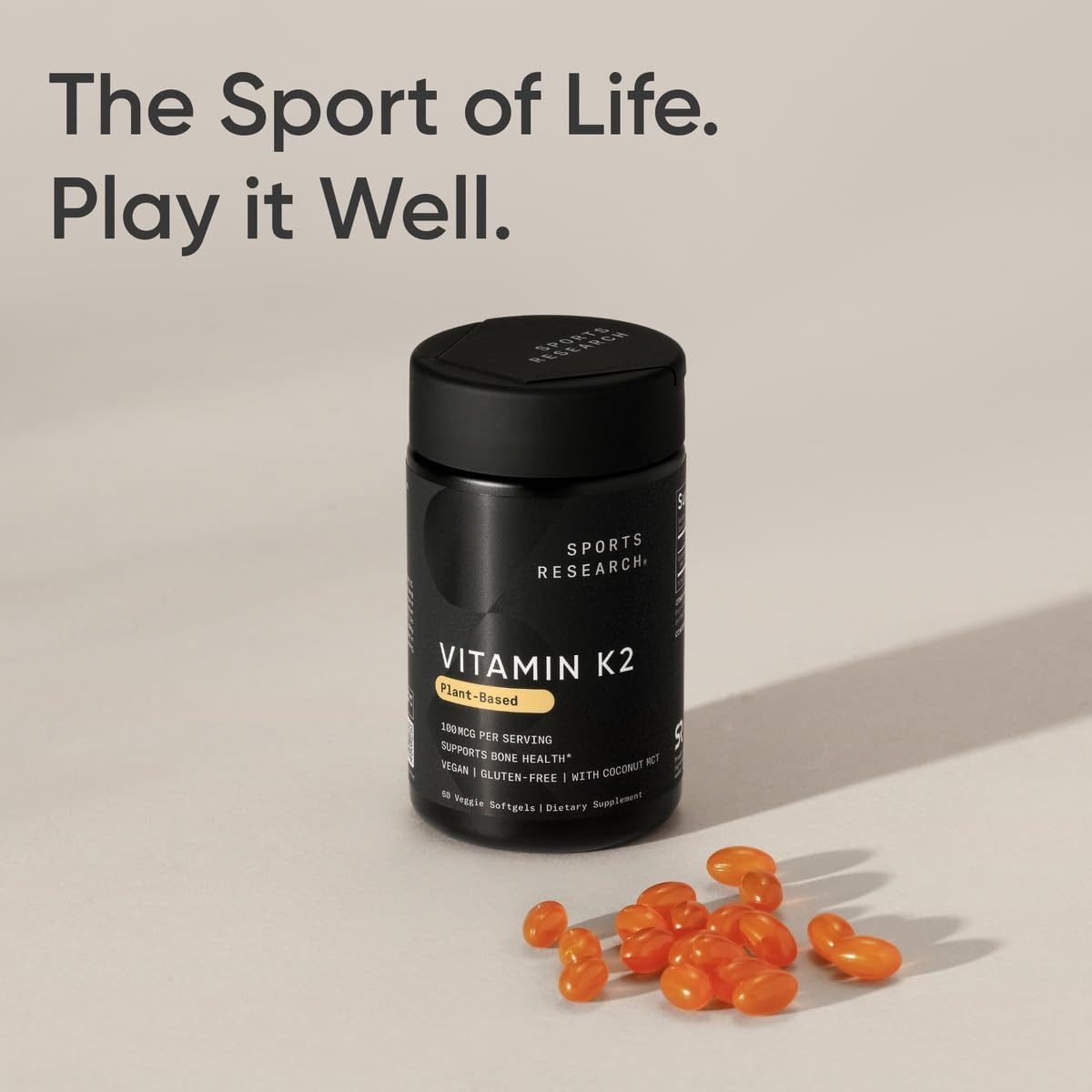 image:imageSports Research Vitamin K2 as MK7 100mcg 60 Count Plantgels60 Count Pack of 12