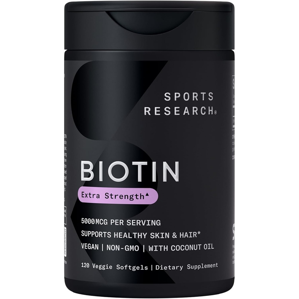 image:imageSports Research Biotin 10000mcg wCoconut Oil 120 Count Plantgels120 Count Pack of 1