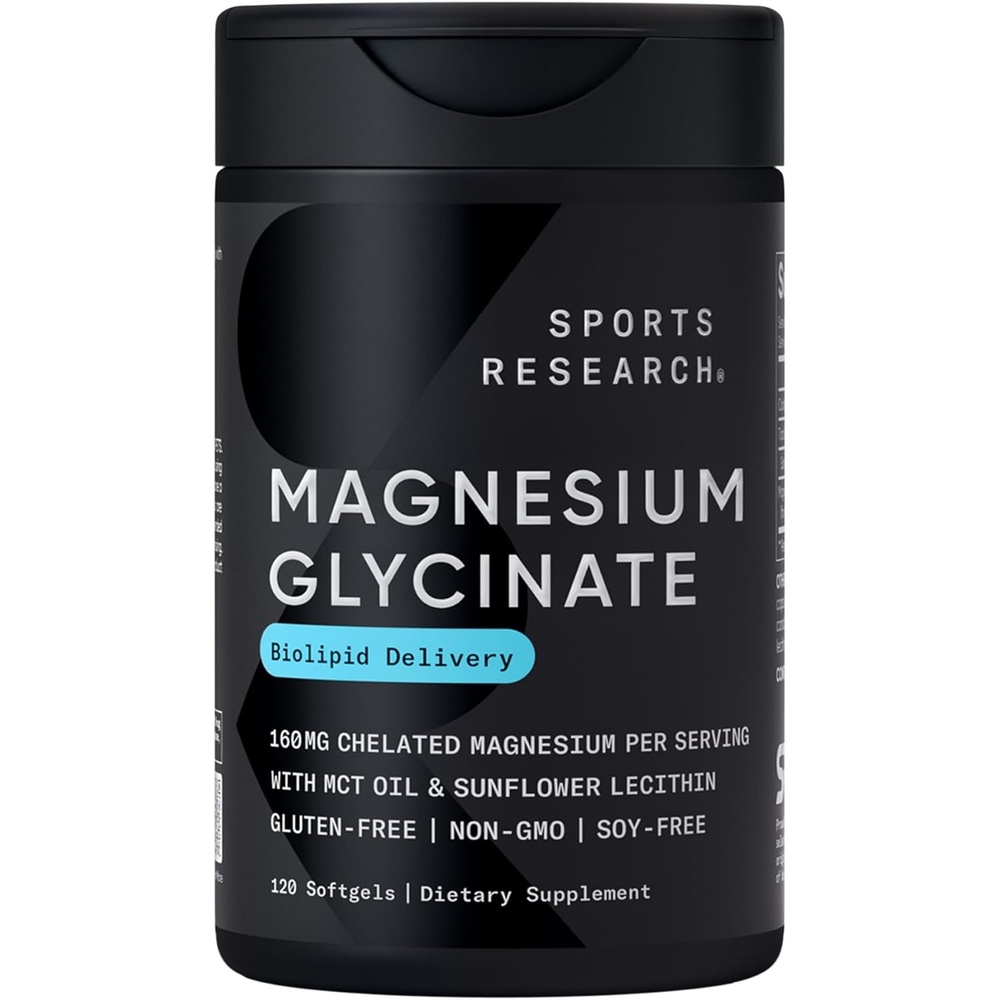 image:imageSports Research Magnesium Glycinate 160mg wCoconut MCT Oil 60 Softgels120 Count Pack of 1