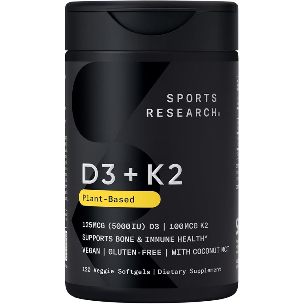 image:imageSports Research Vegan Vitamin D3 K2 wCoconut Oil 30 Count Plantgels120 Count Pack of 1