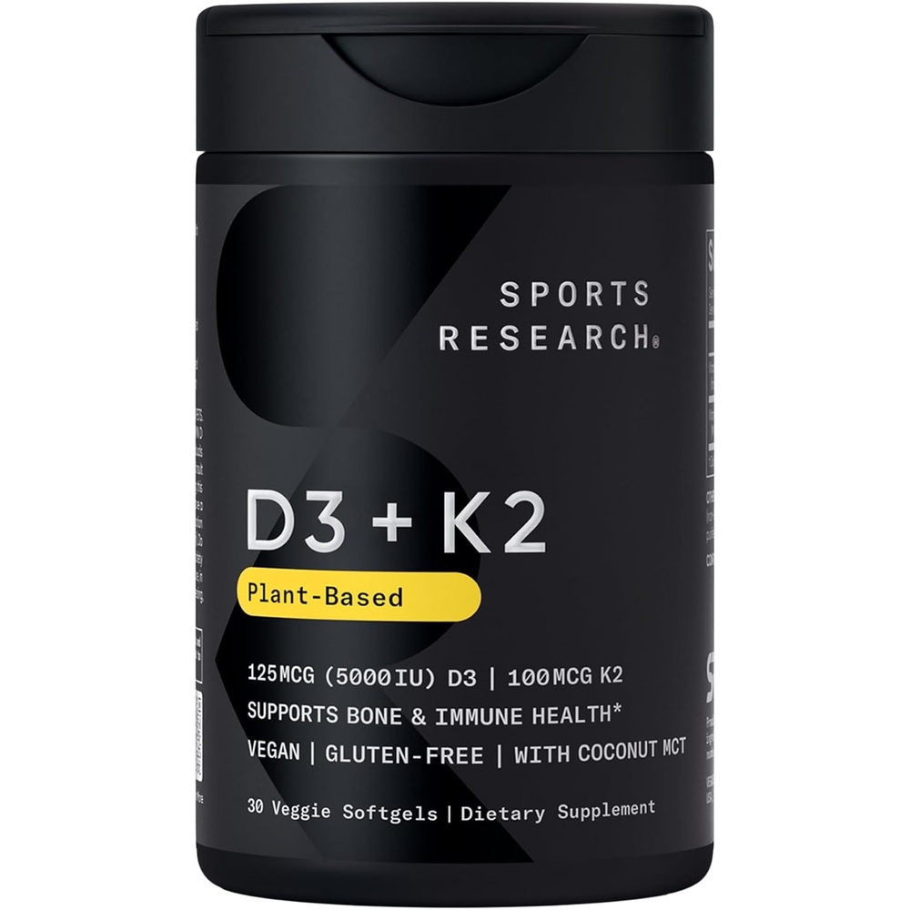 image:imageSports Research Vegan Vitamin D3 K2 wCoconut Oil 30 Count Plantgels30 Count Pack of 1