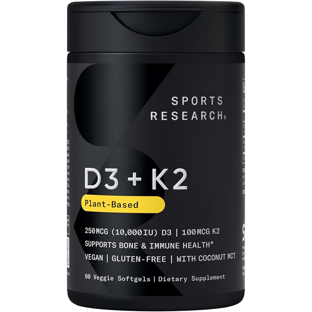 image:imageSports Research Vegan Vitamin D3 K2 wCoconut Oil 60 Count Plantgels