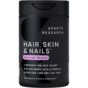 Sports Research® Biotin 10,000mcg w/Coconut Oil, 120 Count Plantgels™(60 Count (Pack of 1))
