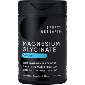 Sports Research® Magnesium Glycinate 160mg w/Coconut MCT Oil, 60 Softgels(180 Count (Pack of 1))