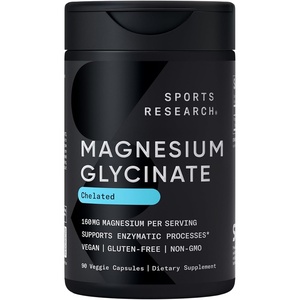 Sports Research® Magnesium Glycinate 160mg w/Coconut MCT Oil, 60 Softgels(90 Count (Pack of 1))