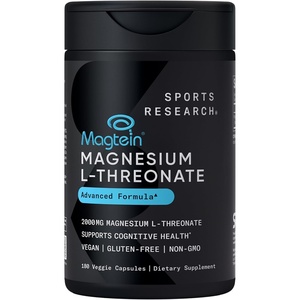 Sports Research® Magnesium L-Threonate 2000mg w/Magtein®, 90 Count(180 Count (Pack of 1))