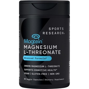 Sports Research® Magnesium L-Threonate 2000mg w/Magtein®, 90 Count(90 Count (Pack of 1))