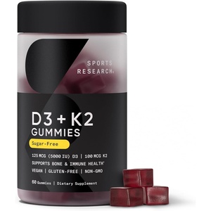 Sports Research® Vegan Vitamin D3 + K2 Sugar-Free Gummies, 60 Count