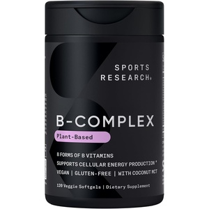 Sports Research® Vitamin B-Complex, 60 Count Plantgels™(120 Count (Pack of 1))