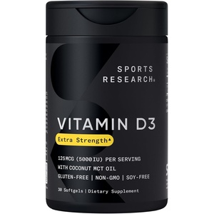 Sports Research® Vitamin D3 10,000iu/250mcg with Coconut Oil, 120 Softgels(30 Count (Pack of 1))