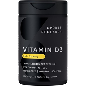 Sports Research® Vitamin D3 10,000iu/250mcg with Coconut Oil, 120 Softgels(360 Count (Pack of 1))