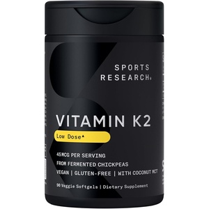 Sports Research® Vitamin K2 as MK-7 100mcg, 60 Count Plantgels™(90 Count (Pack of 1))
